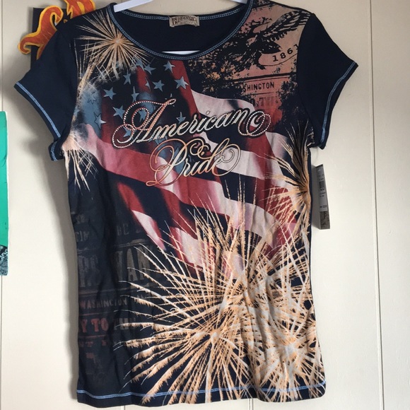 Blue Canyon Tops - Blue Canyon | American Tee in Navy Blue